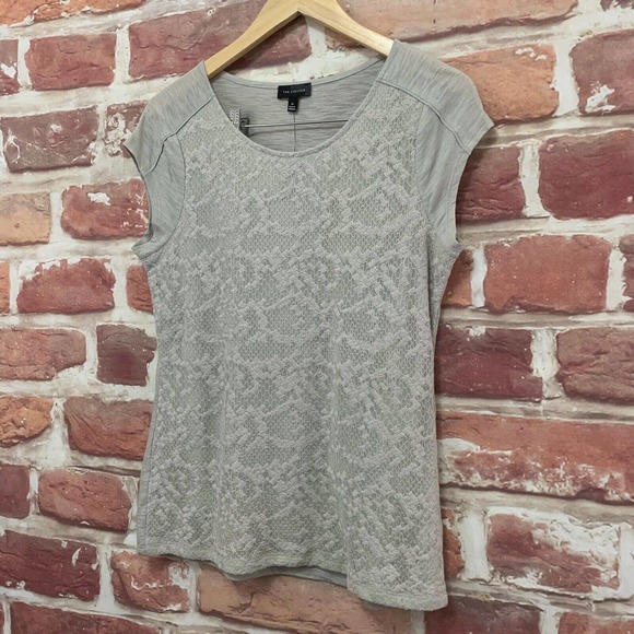 The Limited Top Womens Medium Gray Embroidered Abstract Slubbed Casual Blouse - Picture 3 of 11